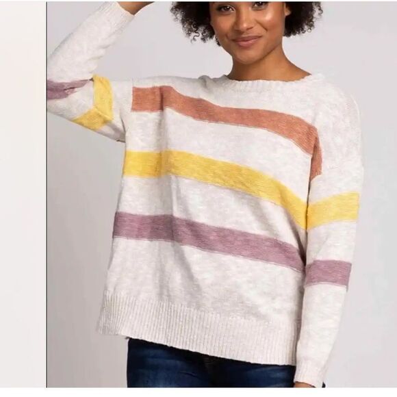 easel Sweaters - NWOT Easel Striped Oversized Sweater size Small Cotton Crewneck Pullover Spring